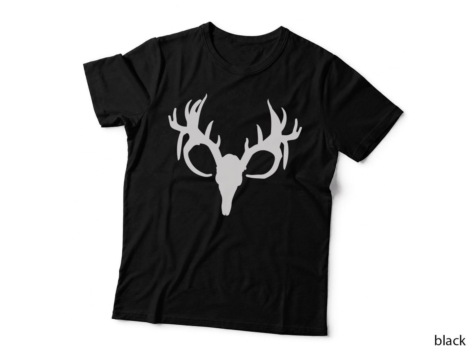 Deer Antlers Large Silhouette Outdoor T-Shirt, Nature Adventure Graphic Tee