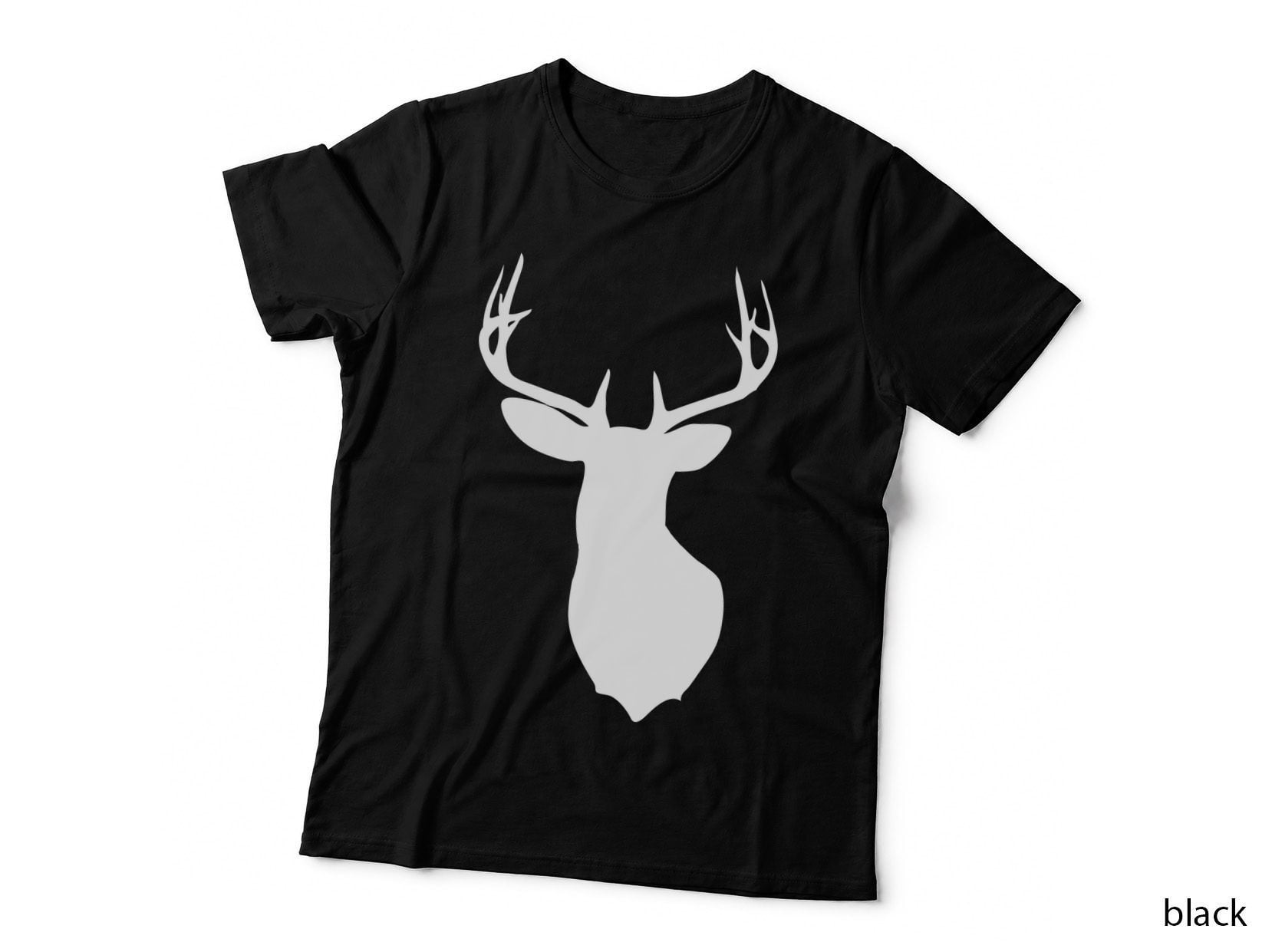 Deer Head Profile Silhouette Outdoor T-Shirt, Nature Adventure Graphic Tee