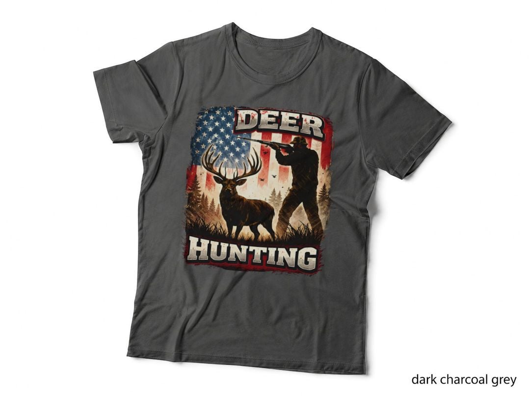 Deer Hunting Outdoor Adventure T-Shirt, American Hunting Scene with Deer