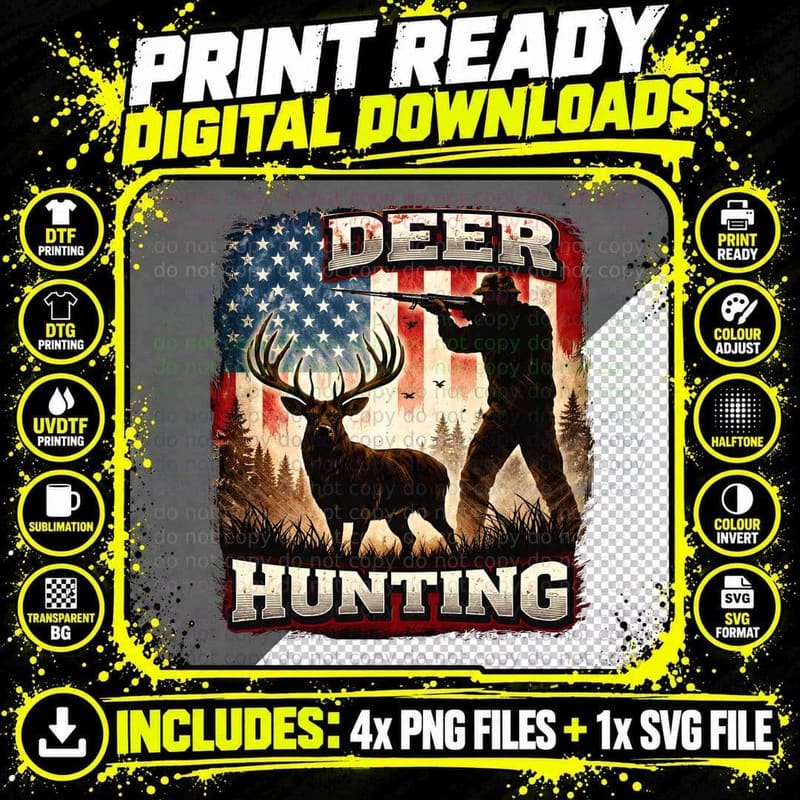 Deer Hunting Outdoor Adventure T-Shirt Png SVG Digital Bundle