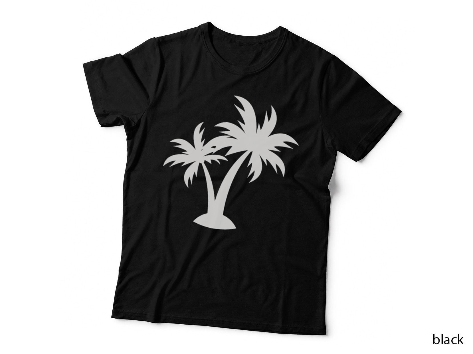 Double Palm Trees Silhouette Outdoor T-Shirt, Nature Adventure Graphic Tee
