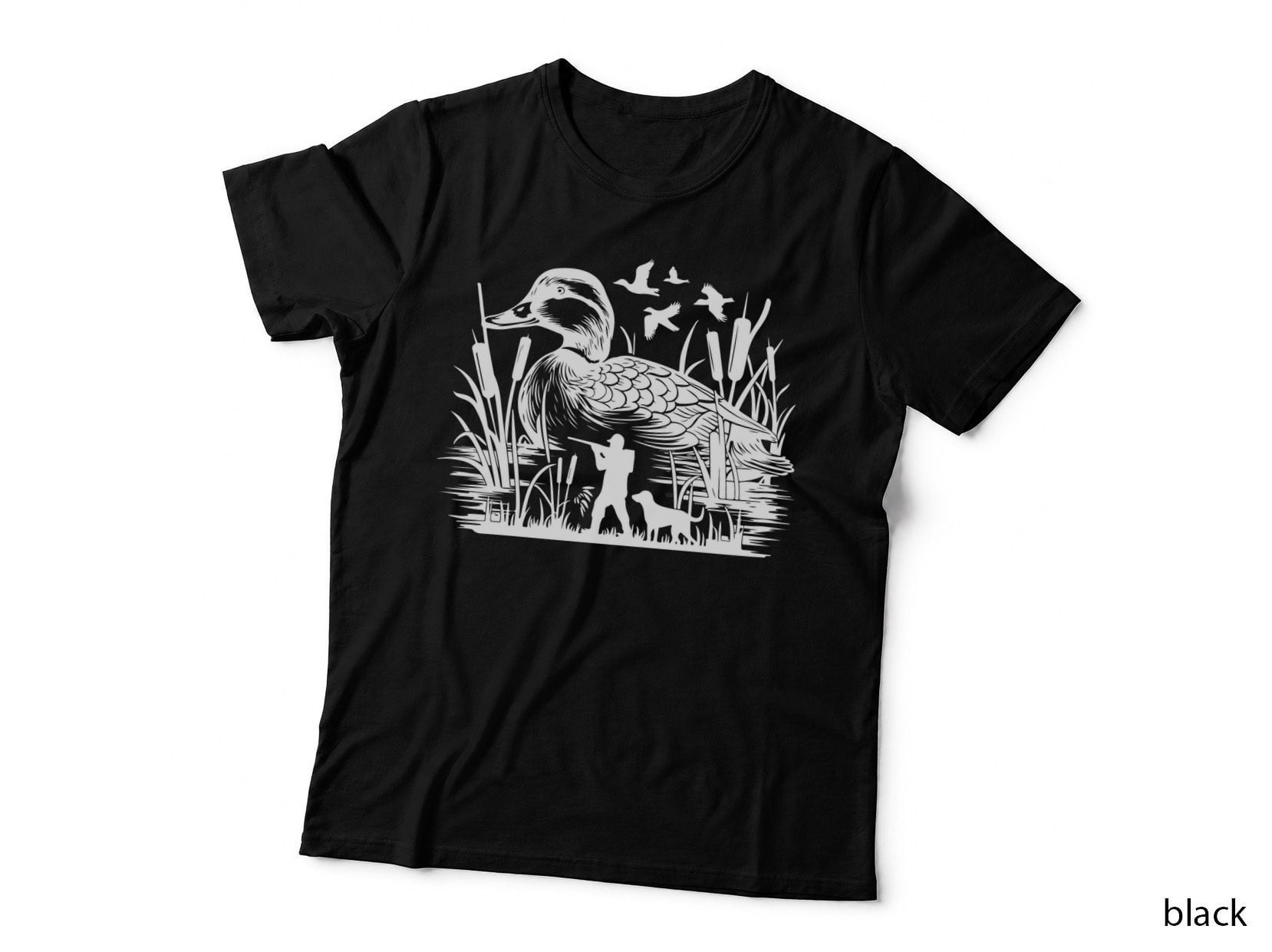 Duck Hunting Marsh Scene Rifle Outdoor T-Shirt, Nature Adventure Graphic Tee