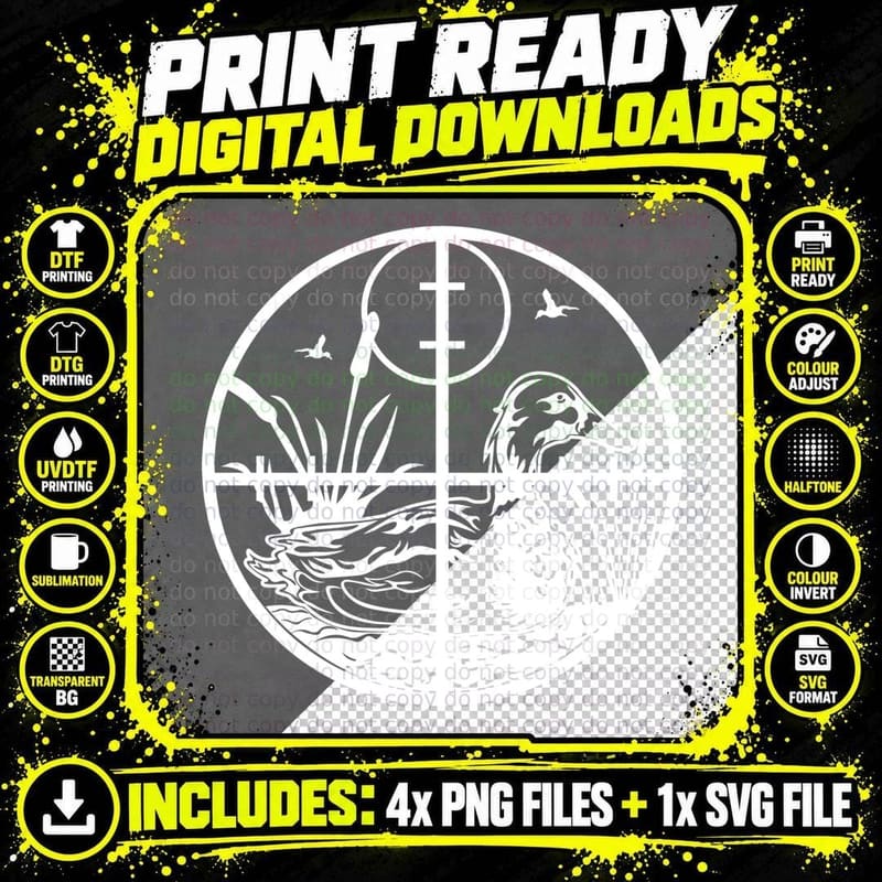 Duck with Rifle Scope Crosshair Outdoor T-Shirt Png SVG Digital Bundle