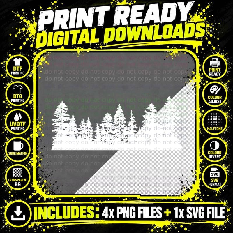 Evergreen Forest Detailed Outdoor T-Shirt Png SVG Digital Bundle