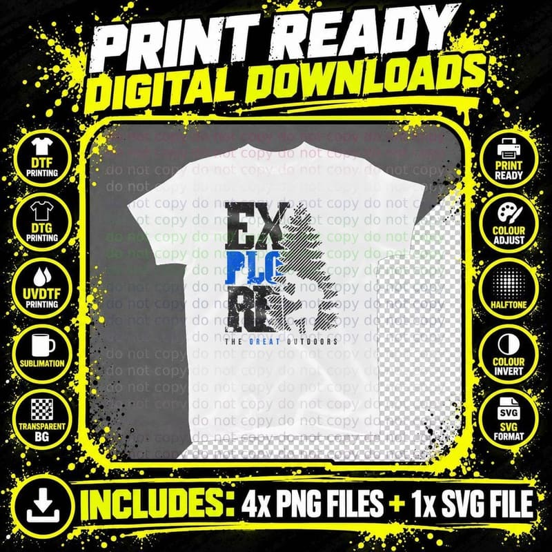 Explorer the Great Outdoors Outdoor Adventure T-Shirt Png SVG Digital Bundle