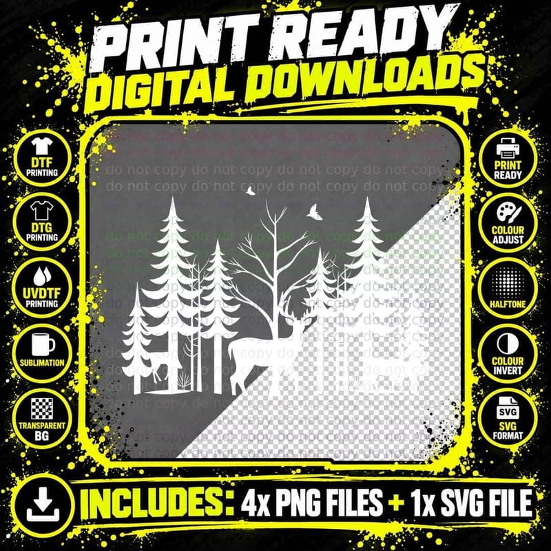 Forest Deer Family Hunting Outdoor T-Shirt Png SVG Digital Bundle