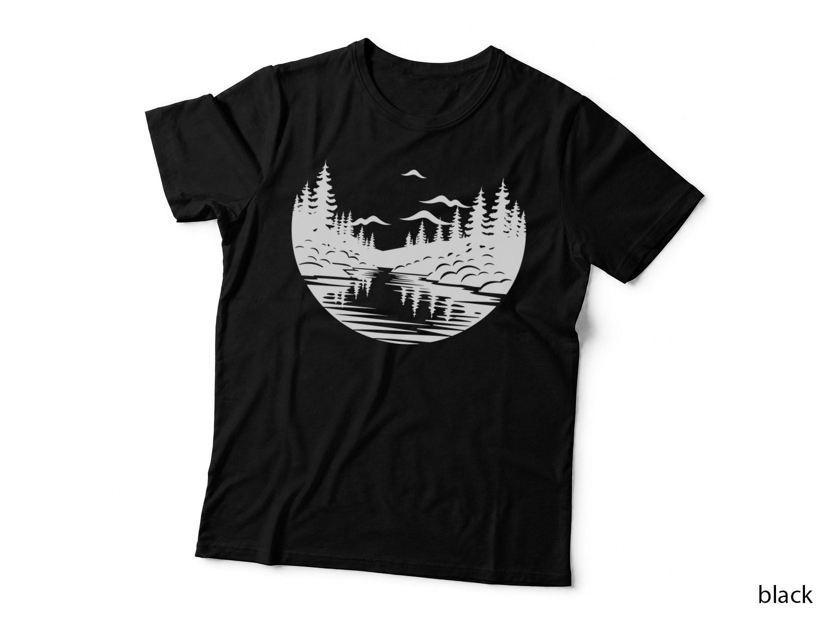 Forest Landscape Mountain Lake Outdoor T-Shirt, Nature Adventure Graphic Tee
