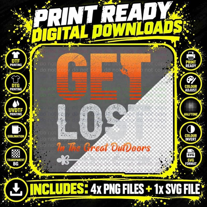 Get Lost in the Great Outdoors Outdoor Adventure T-Shirt Png SVG Digital Bundle
