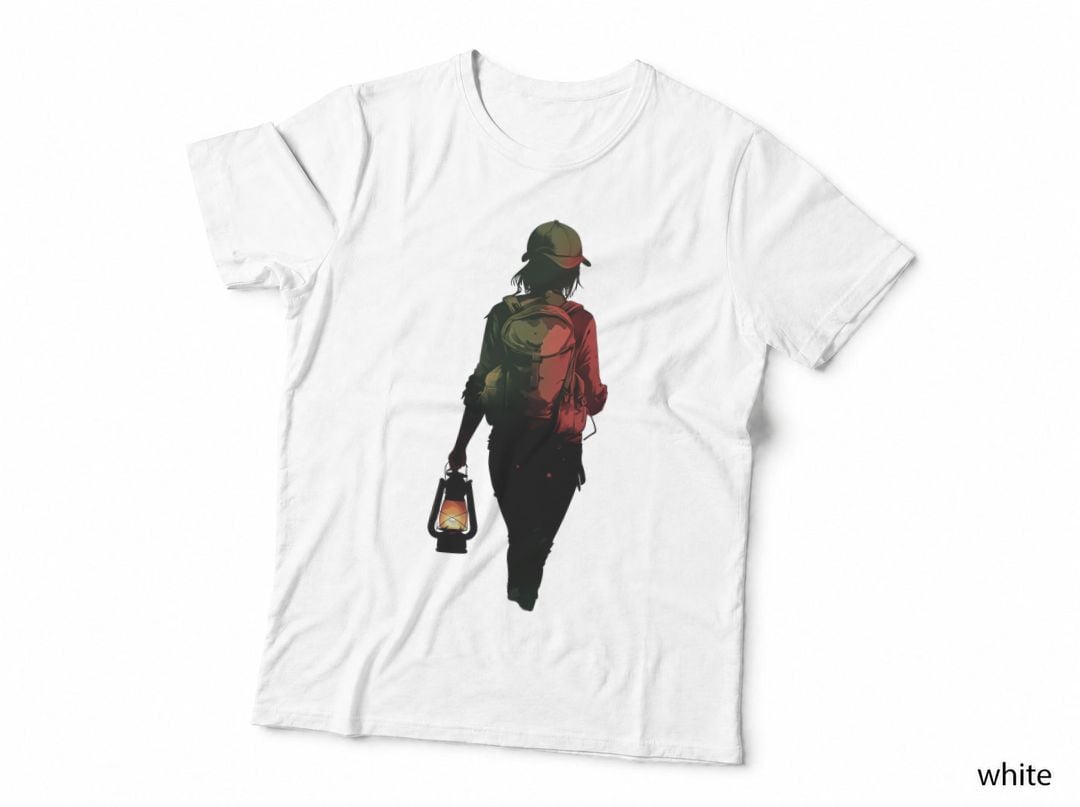 Girl Walking with Lantern Camping T-Shirt, Camping Graphic Tee