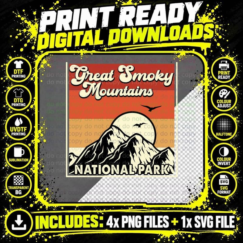 Great Smoky Mountains National Park Camping T-Shirt Png SVG Digital Bundle