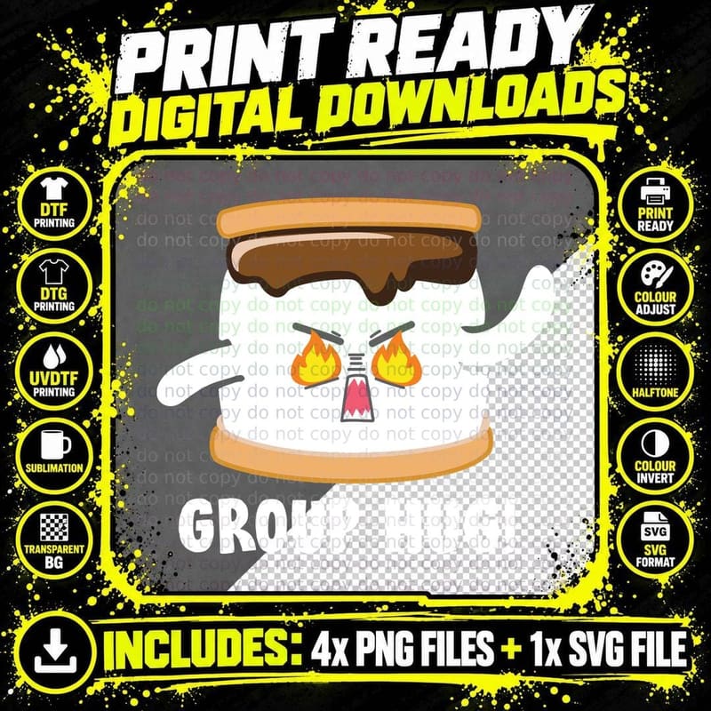 Group Hug! Camping T-Shirt, Toasty Marshmallow Face with Png SVG Digital Bundle