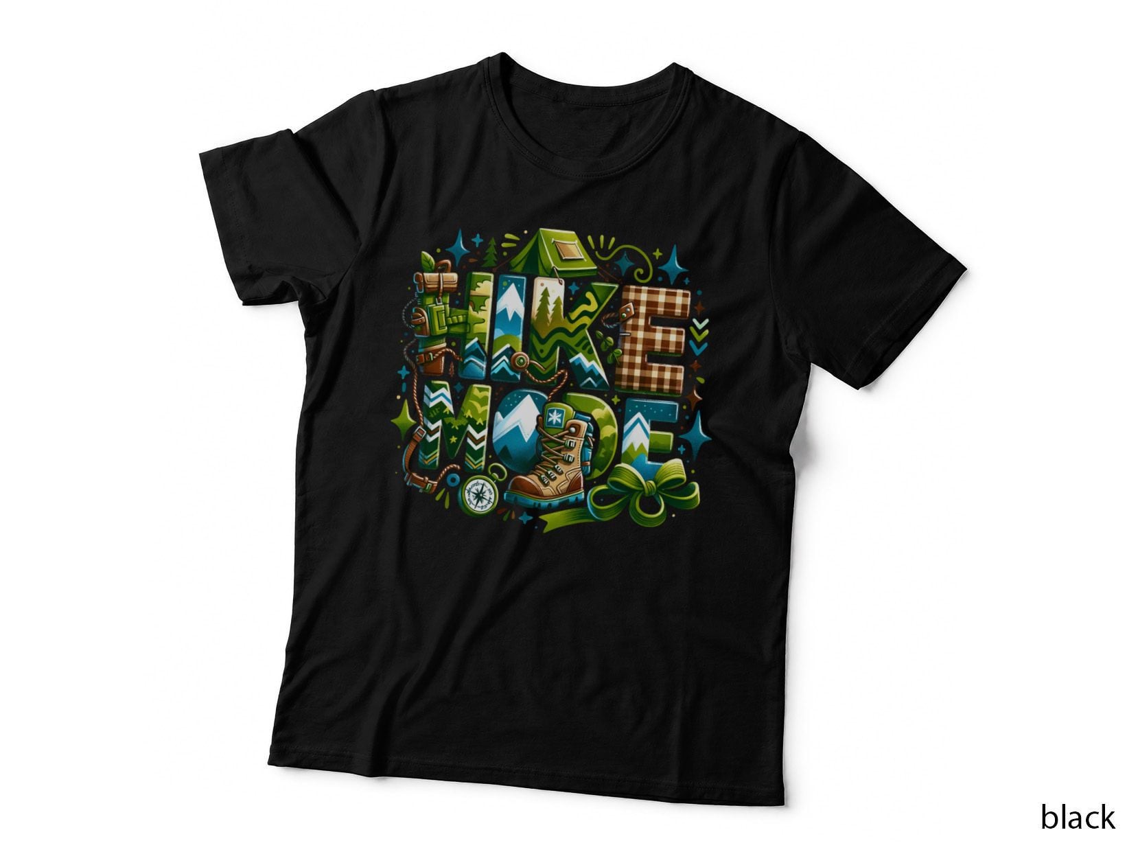 Hikemode Outdoor Adventure T-Shirt, Camping Adventure Gear Illustration Graphic