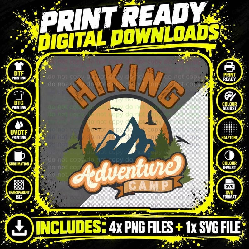 Hiking Adventure Camp Camping T-Shirt Png SVG Digital Bundle