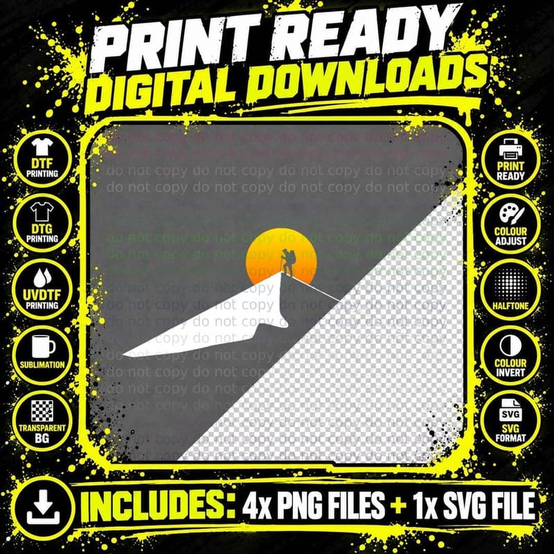 Hiking Apparel - Outdoor Camping Backpacking Hiking Png SVG Digital Bundle