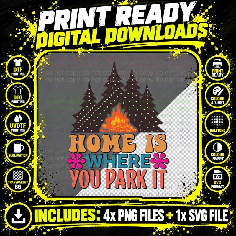 Home Is Where You Park It Camping T-Shirt Png SVG Digital Bundle