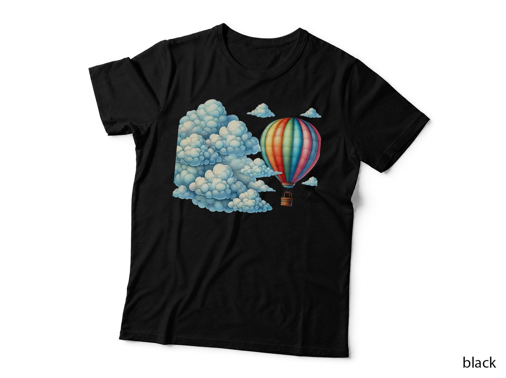 Hot Air Balloon Amidst Fluffy Clouds Outdoor Adventure T-Shirt