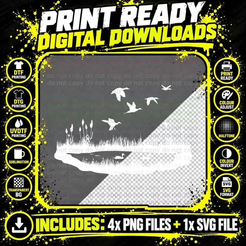 Hunter Rifle Shooting Flying Ducks Outdoor T-Shirt Png SVG Digital Bundle