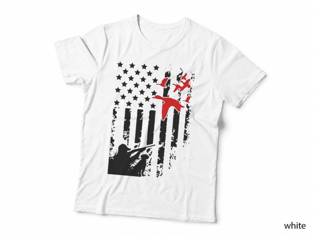 Hunting Scene with Red Birds Outdoor T-Shirt, Nature Adventure Graphic Tee