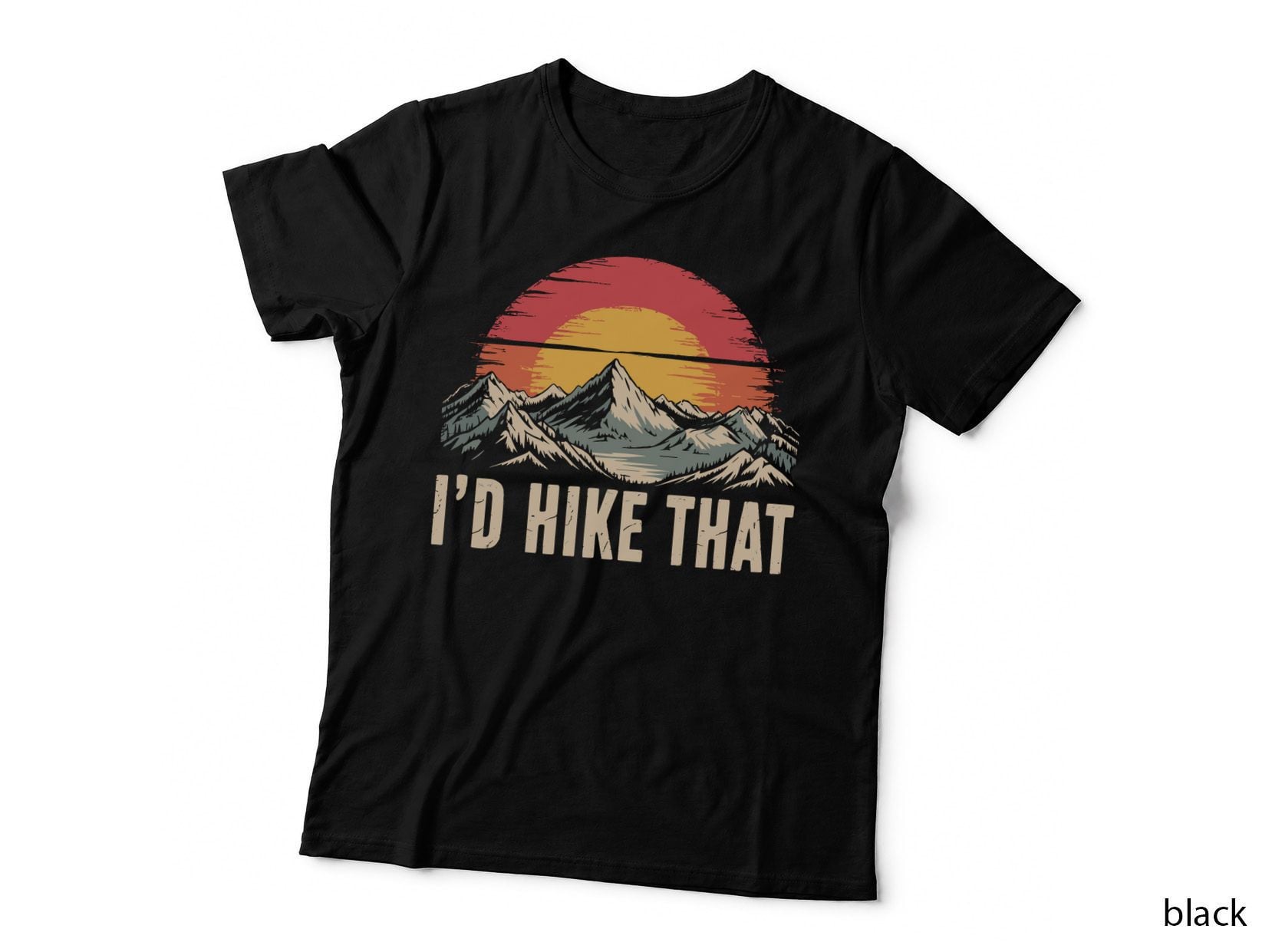 I'd Hike That Camping T-Shirt, Mountain Sunset Landscape Graphic Tee