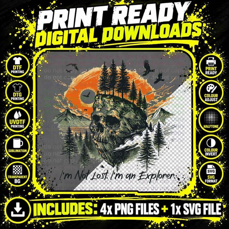 I'm Not Lost. I'm an Explorer. Outdoor Adventure T-Shirt Png SVG Digital Bundle