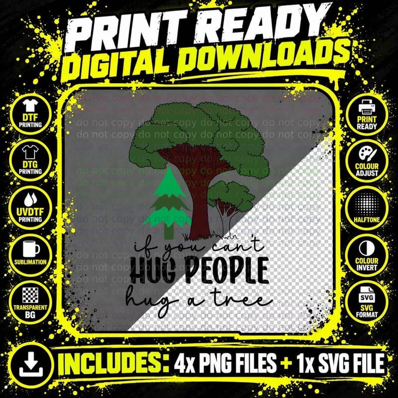 If You Can't Hug People Hug a Tree Camping T-Shirt Png SVG Digital Bundle
