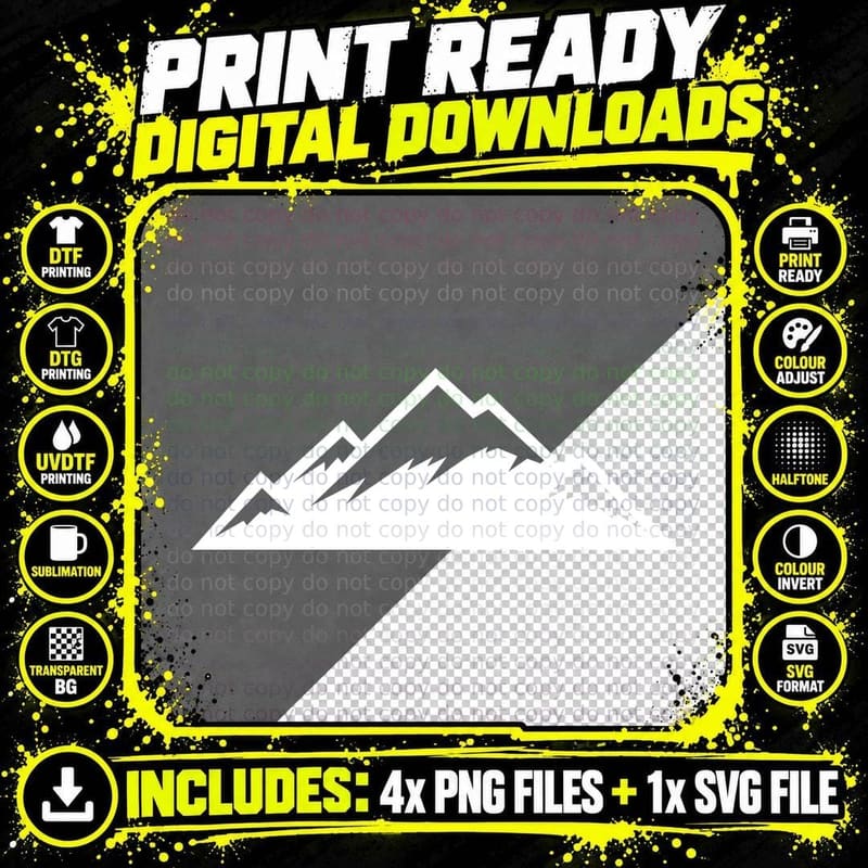 Jagged Mountain Ridgeline Outdoor T-Shirt Png SVG Digital Bundle