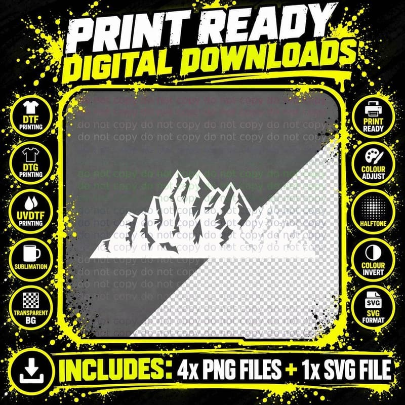 Jagged Peaks Outdoor T-Shirt, Nature Adventure Graphic Png SVG Digital Bundle