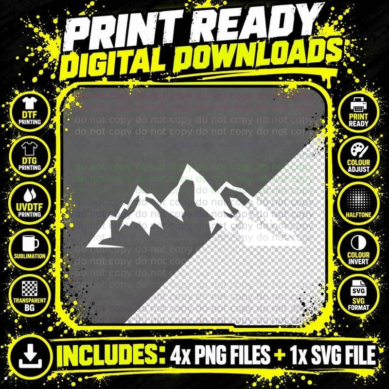 Jagged Sharp Mountain Peaks Outdoor T-Shirt Png SVG Digital Bundle