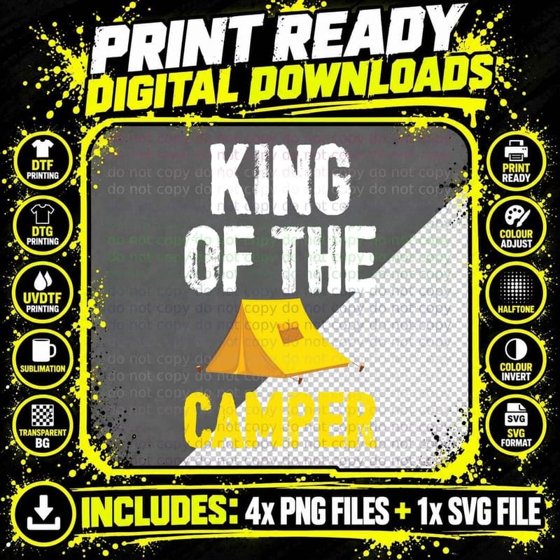 King of the Camper Camping T-Shirt Png SVG Digital Bundle