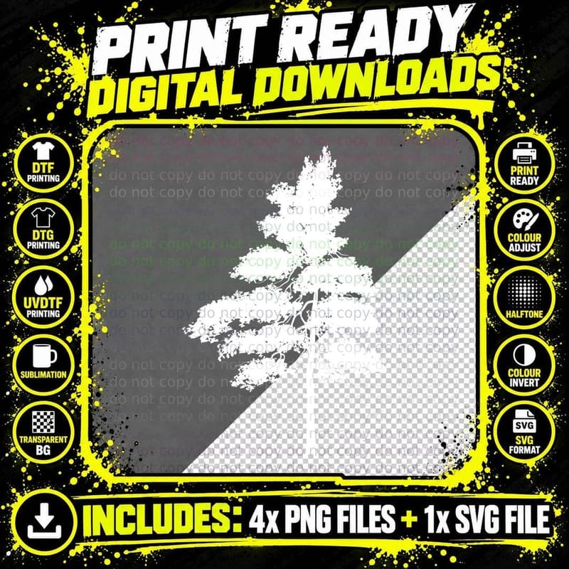 Large Tree Spreading Branches Detail Outdoor T-Shirt Png SVG Digital Bundle