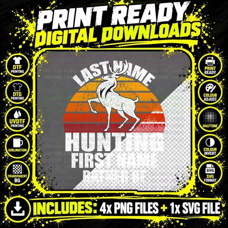Last Name Hunting First Name Rather Be Outdoor Adventure Png SVG Digital Bundle