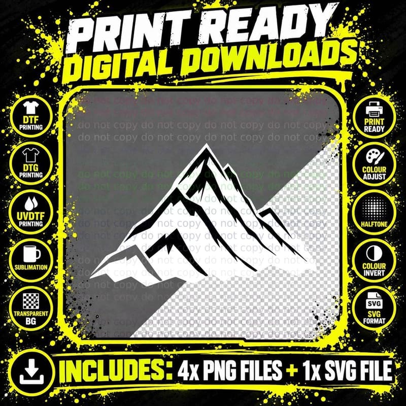 Layered Mountain Forest Scene Outdoor T-Shirt Png SVG Digital Bundle