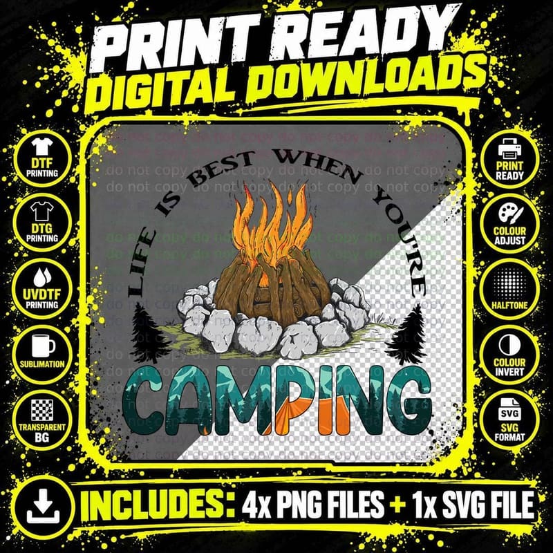 Life Is Best When You're Camping T-Shirt Png SVG Digital Bundle