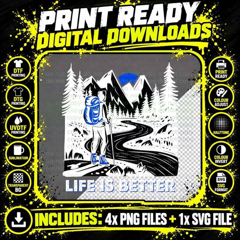 Life Is Better Outdoor Adventure T-Shirt Png SVG Digital Bundle