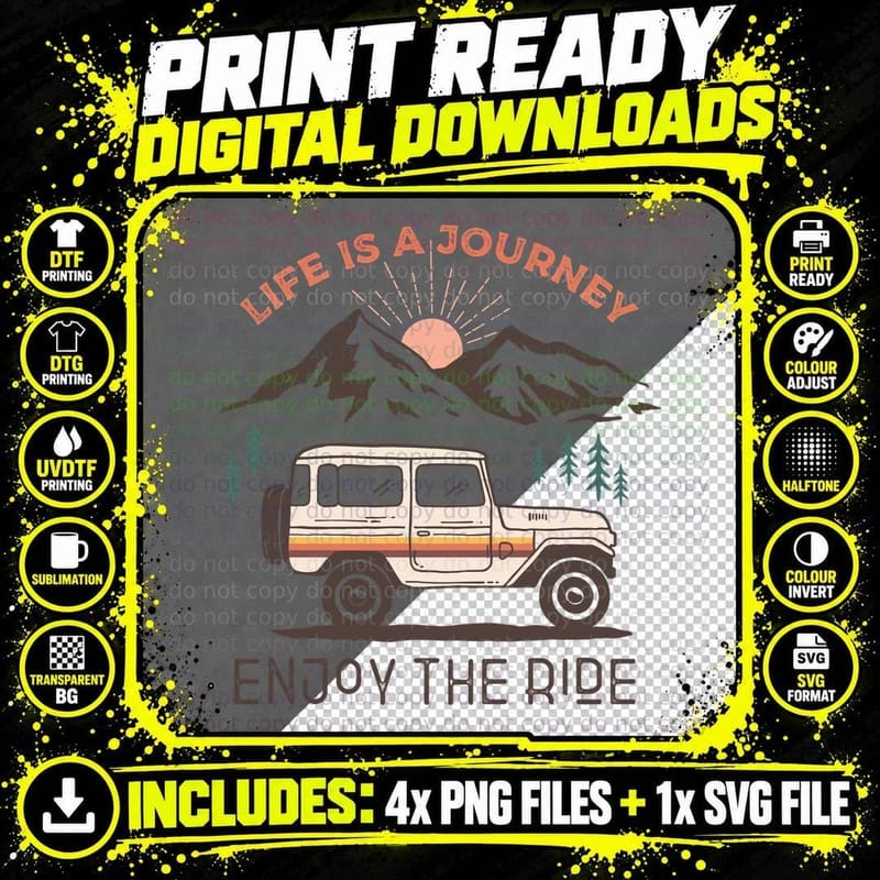 Life Is a Journey Enjoy the Ride Camping T-Shirt Png SVG Digital Bundle