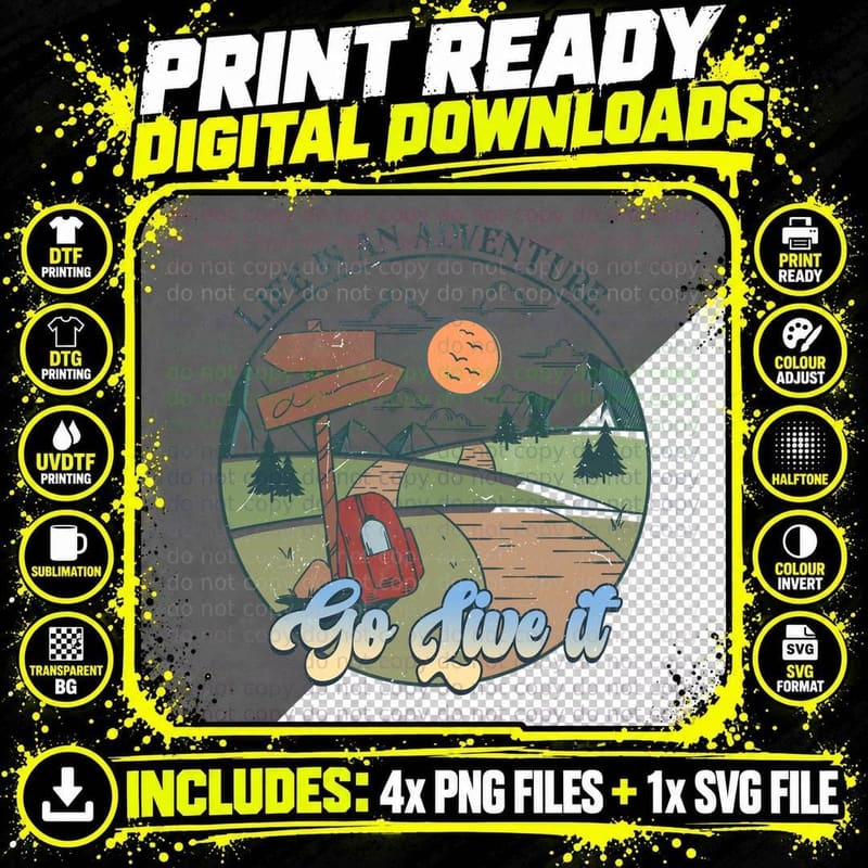 Life Is an Adventure. Go Live It Camping T-Shirt Png SVG Digital Bundle