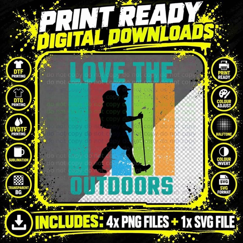 Love the Outdoors Outdoor Adventure T-Shirt Png SVG Digital Bundle