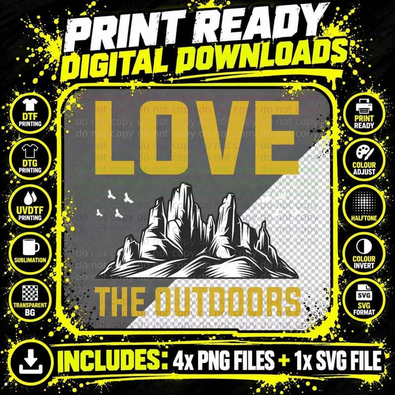 Love the Outdoors Outdoor Adventure T-Shirt Png SVG Digital Bundle