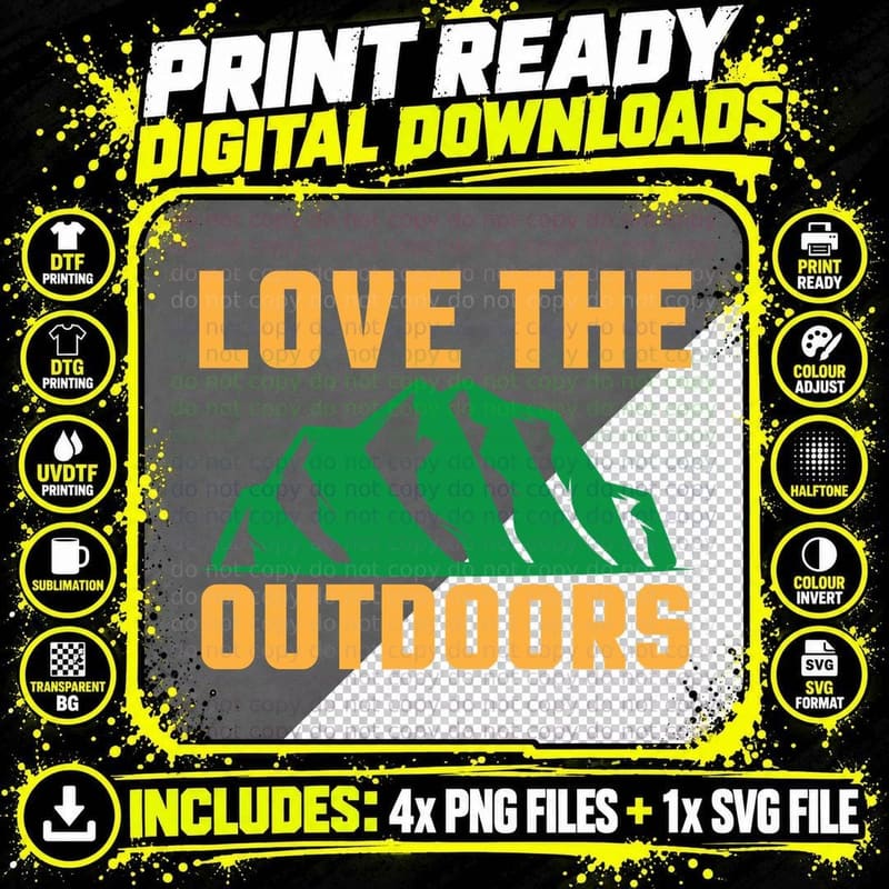 Love the Outdoors Outdoor Adventure T-Shirt Png SVG Digital Bundle