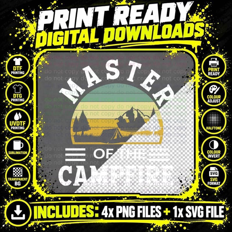 Master of the Campfire Camping T-Shirt Png SVG Digital Bundle