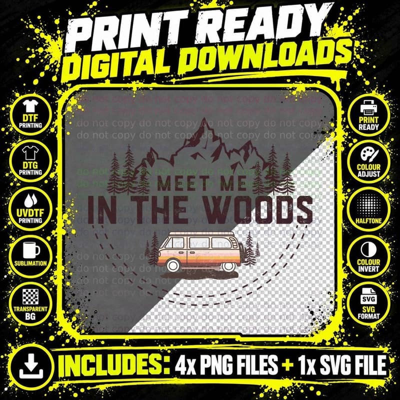 Meet Me in the Woods Camping T-Shirt Png SVG Digital Bundle