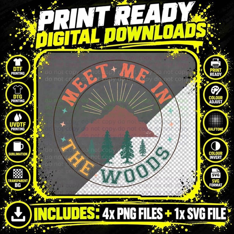 Meet Me in the Woods Camping T-Shirt Png SVG Digital Bundle