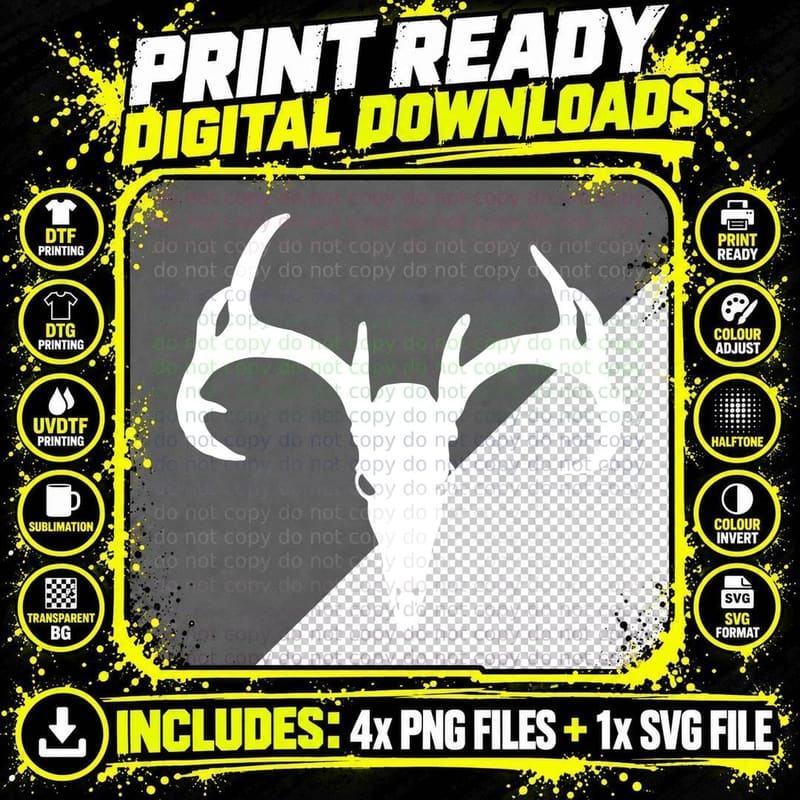 Moose Antlers Broad Palm Black Outdoor T-Shirt Png SVG Digital Bundle