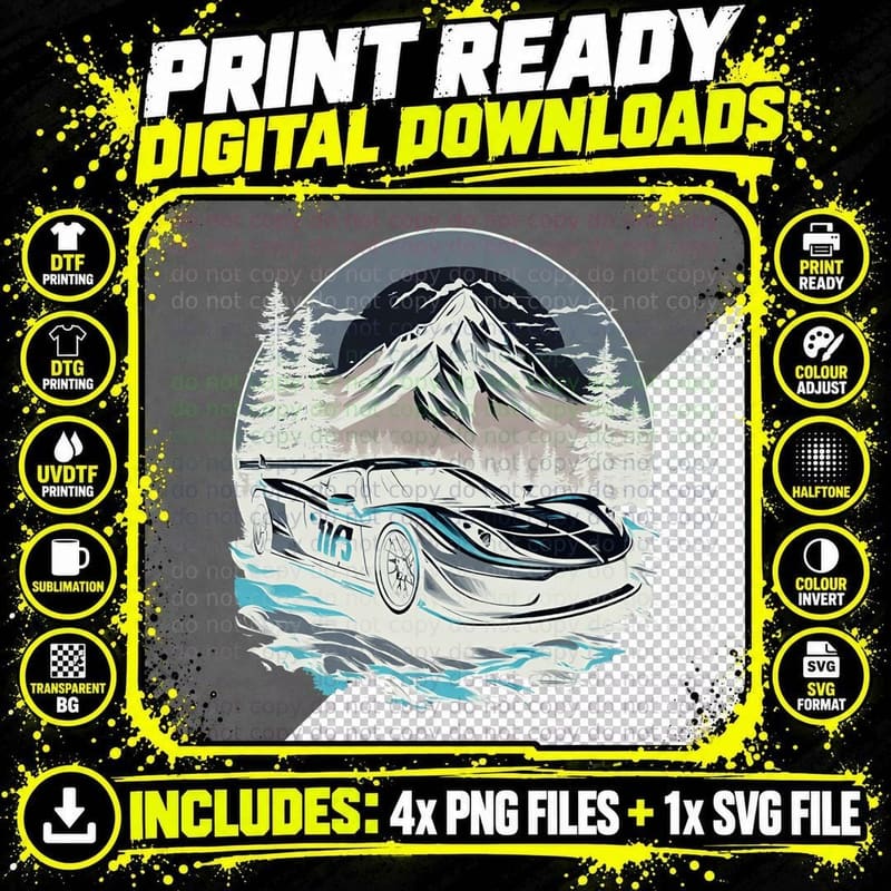 Mountain 113 Racer White Red Race Car Number Circle Png SVG Digital Bundle