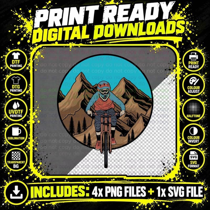 Mountain Biker Bike Rider Circle Adventure T-Shirt Png SVG Digital Bundle