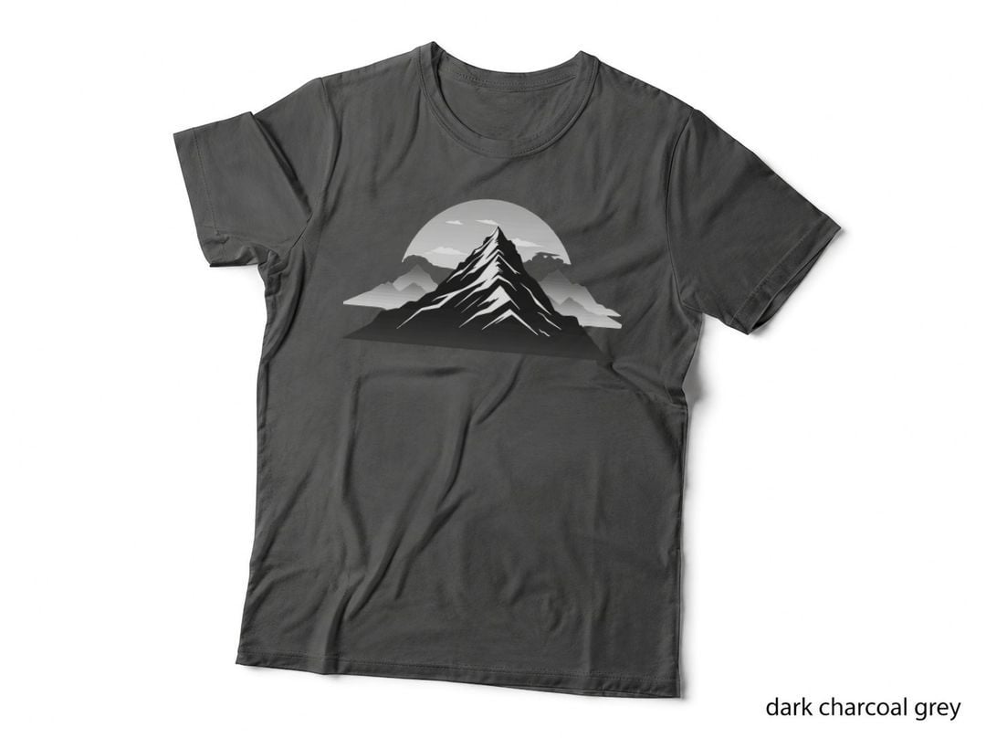 Mountain Clouds Layered Peaks Outdoor T-Shirt, Nature Adventure Graphic Tee