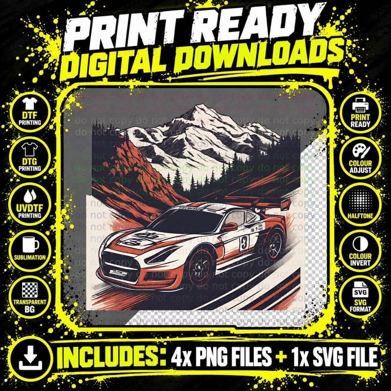 Mountain Flame Eight White Orange Race Car Number 8 Png SVG Digital Bundle