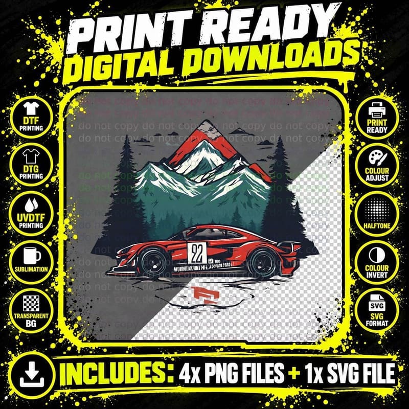 Mountain Flame Racer 92 Red Race Car Number T-Shirt Png SVG Digital Bundle