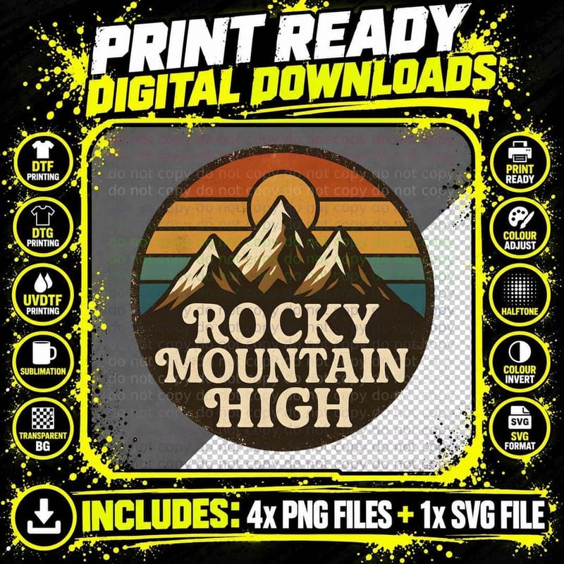 Mountain High Outdoor Adventure T-Shirt Png SVG Digital Bundle