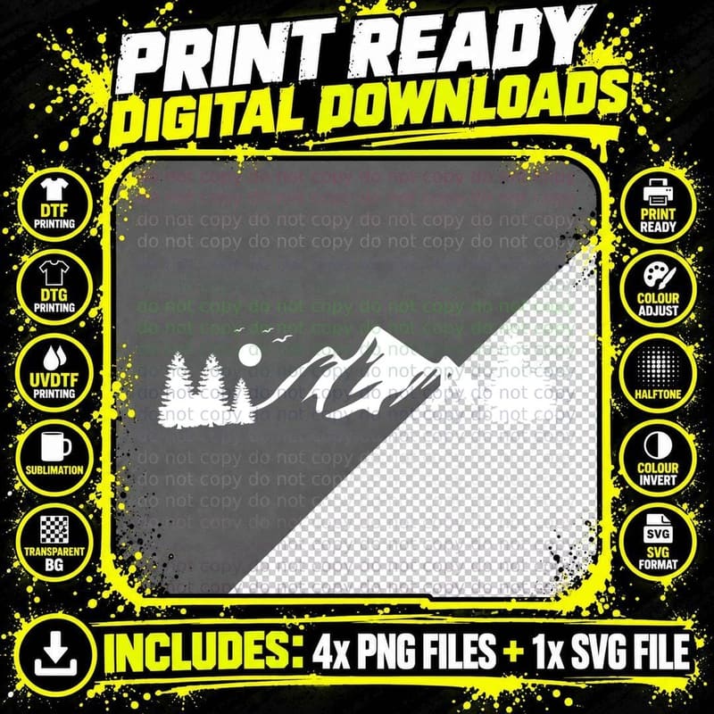 Mountain Landscape Forest Base Outdoor T-Shirt Png SVG Digital Bundle